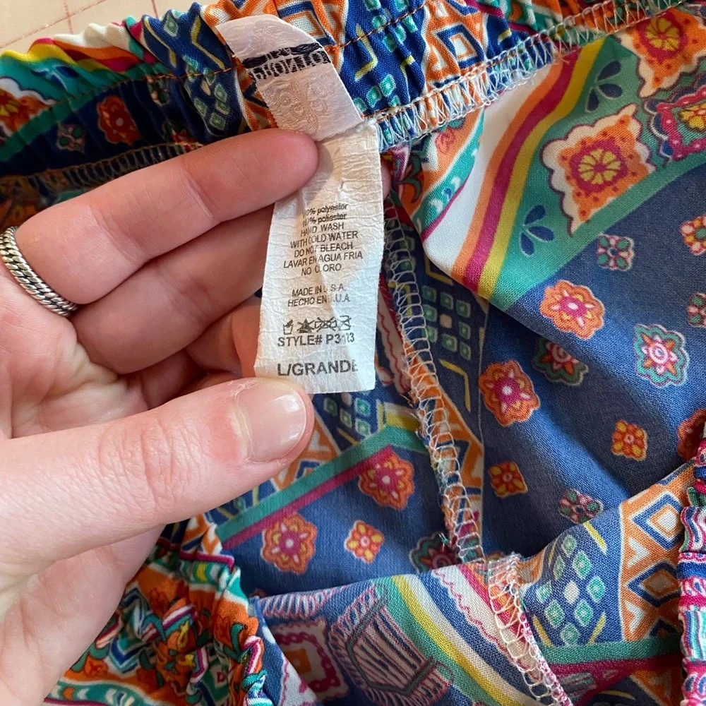 Pronto USA Nordstrom sz large fun tribal print inspired orange pink blue - Picture 12 of 13